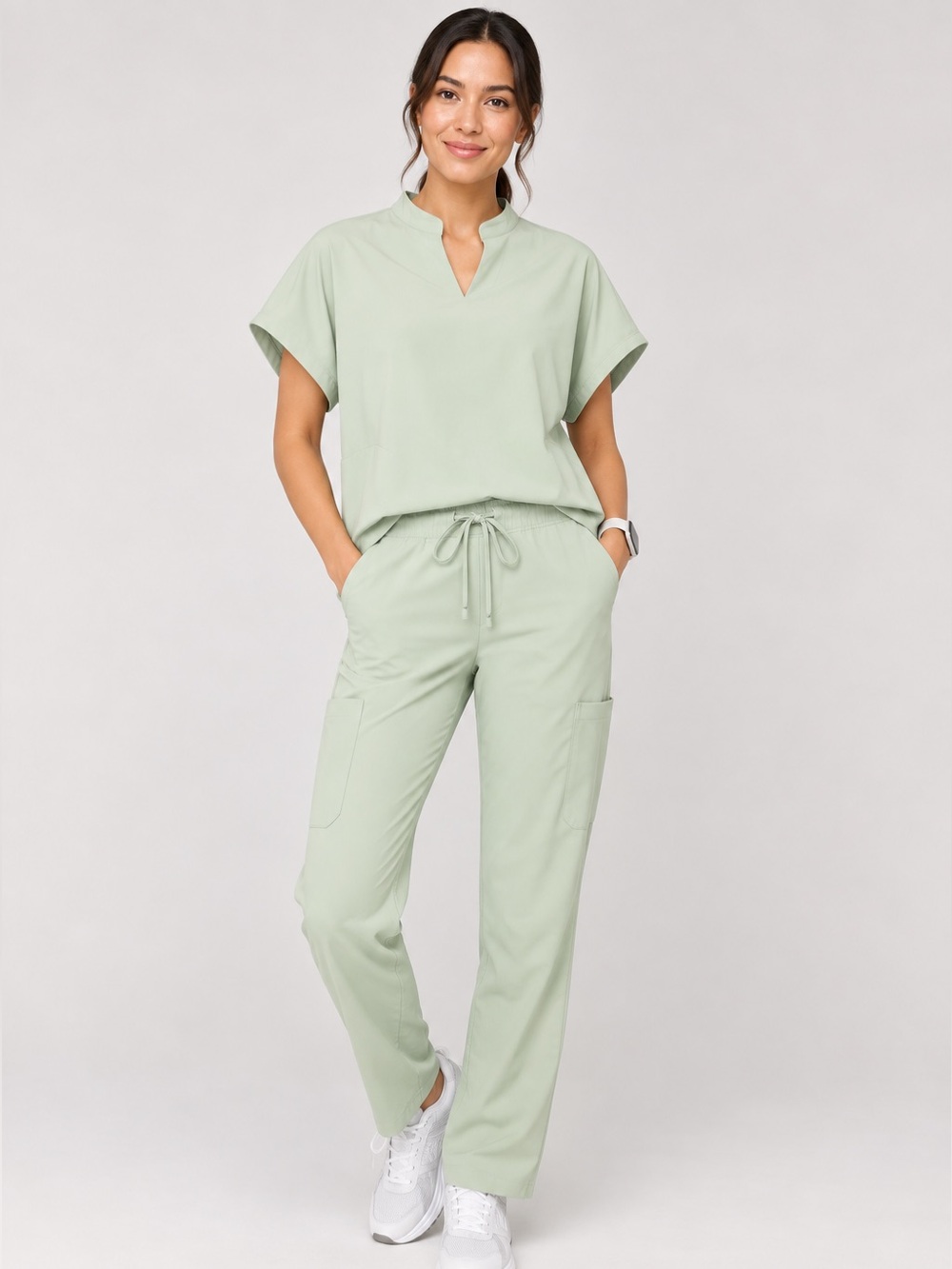Mandala Scrubs Cool Sage Mandarin Dolman Top & Pants Set Size M